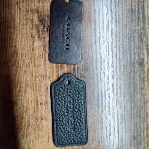 Coach Black Leather & Black Antique Nickel Tags